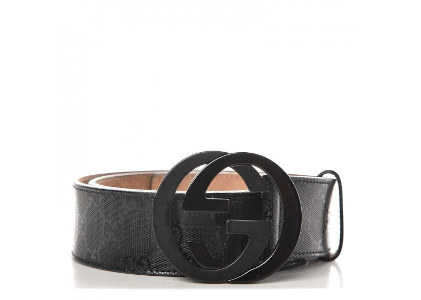 Gucci Belt GG Imprime Interlocking G Black Buckle 1.5 W