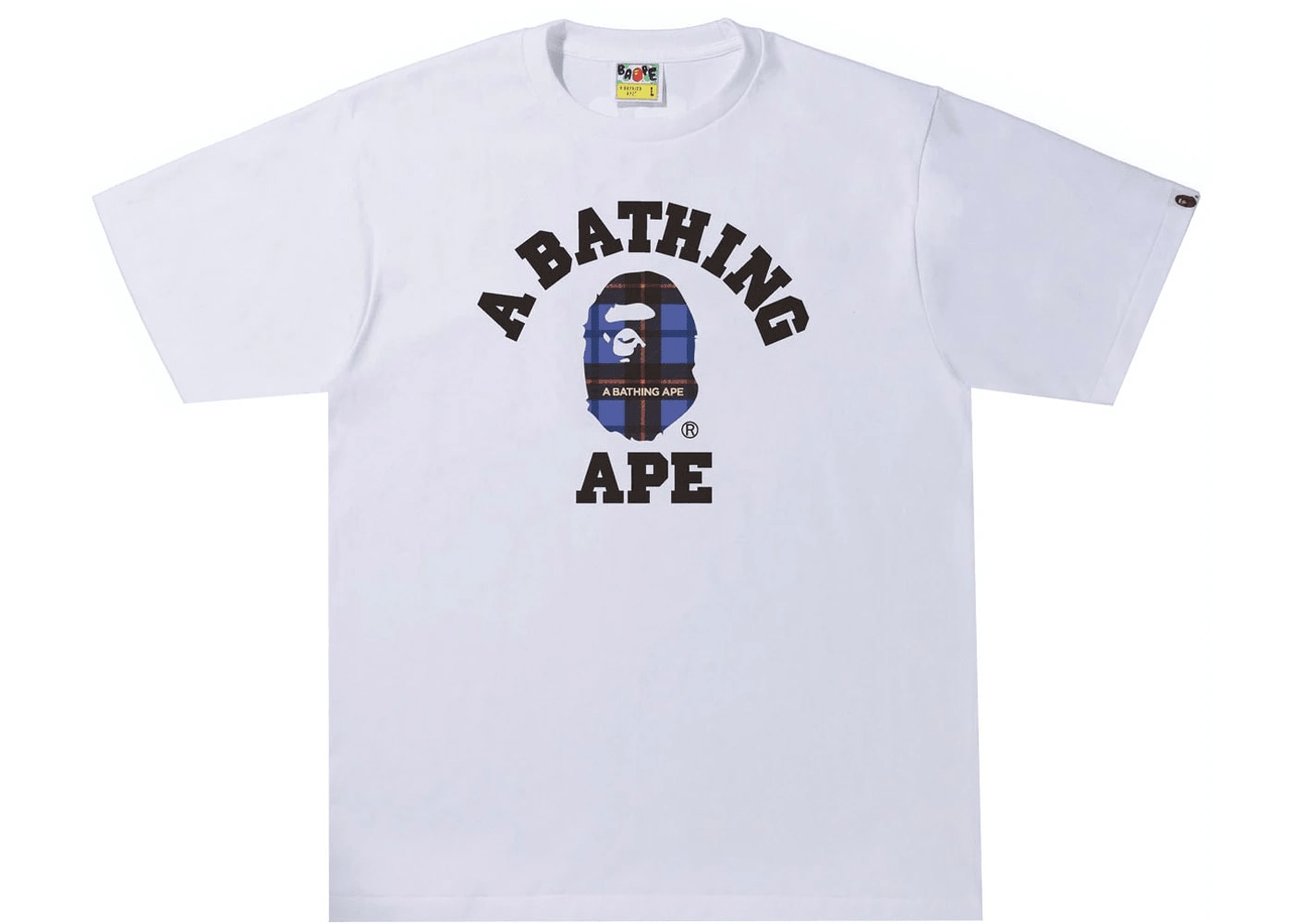 BAPE Logo Check College Tee White/Blue