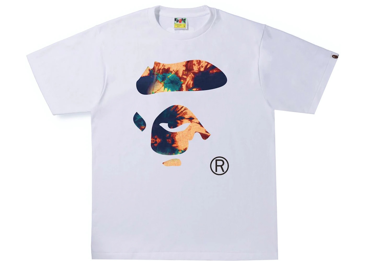 BAPE Tie Dye Ape Face Tee White/Navy