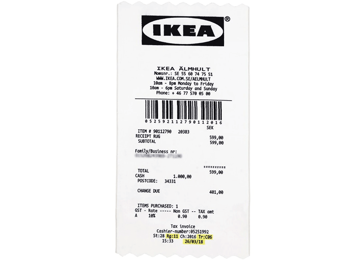 Virgil Abloh x IKEA MARKERAD RECEIPT Rug 201x89 CM White/Black – SOLEPLIER