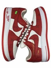 Louis Vuitton Nike Air Force 1 Low By Virgil Abloh White Red