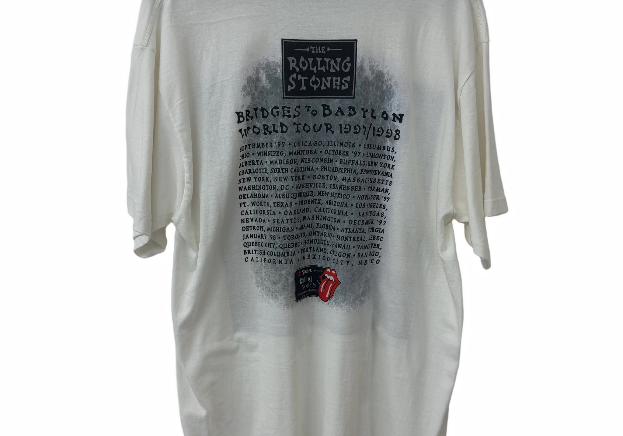 Vintage 1997 Rolling Stones Bridges to Babylon Tee White