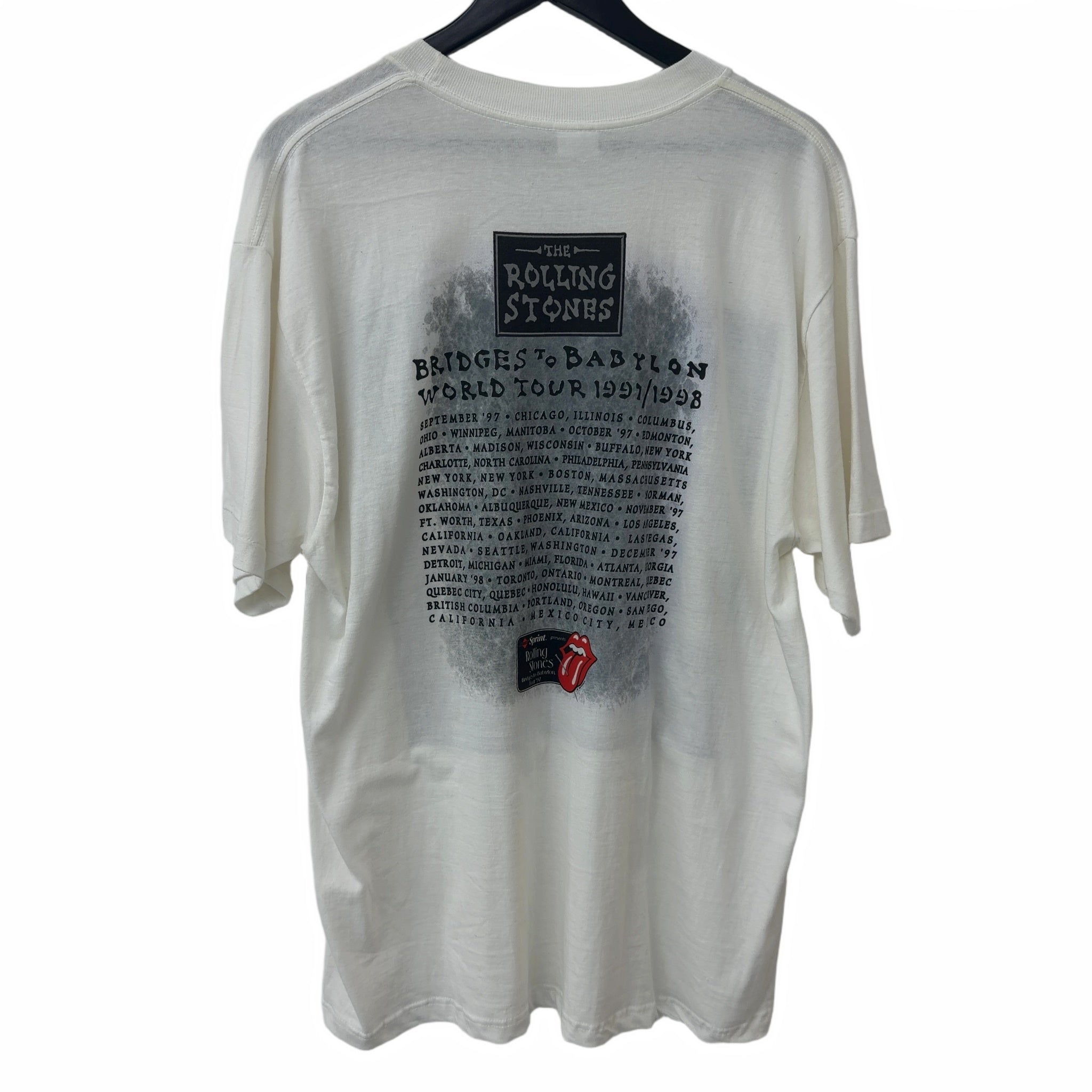 Vintage 1997 Rolling Stones Bridges to Babylon Tee White