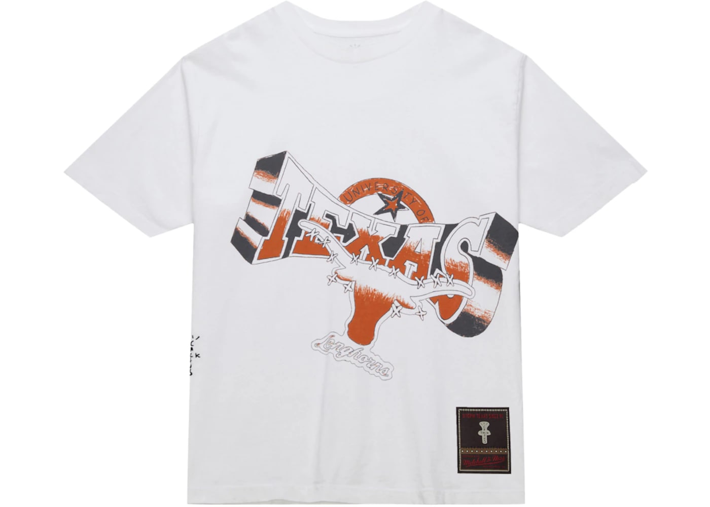 Travis Scott x Mitchell & Ness Texas Longhorns Hand-Drawn T-Shirt White