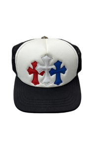 Chrome Hearts Hollywood Triple Cross Trucker Hat Red/White/Blue