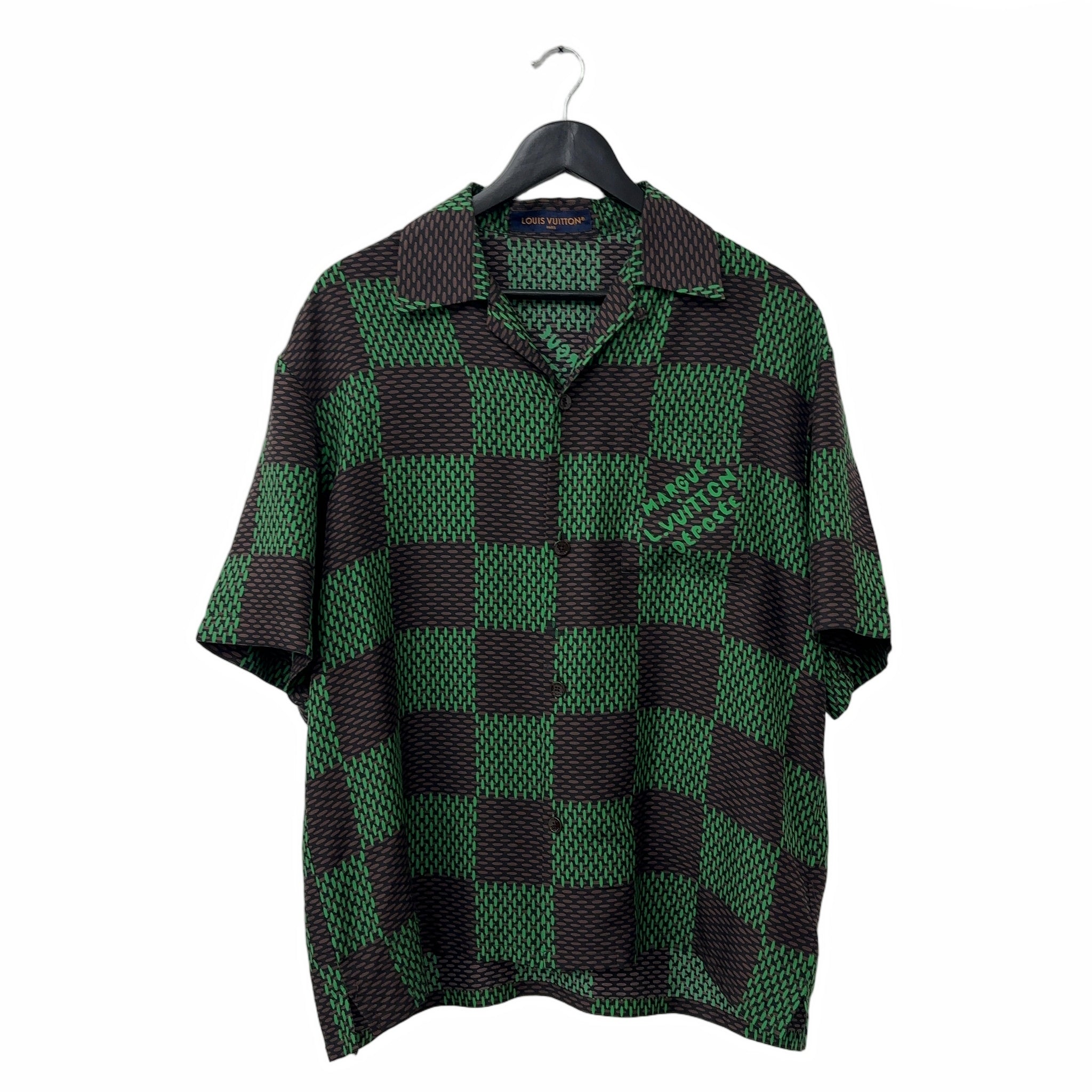 Louis Vuitton Open Collar Short-Sleeved Silk Shirt Jolly Green