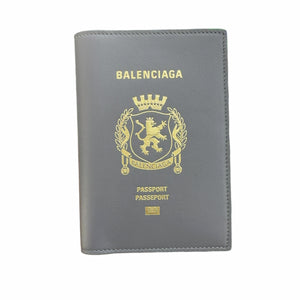 Balenciaga Leather Passport Holder Grey
