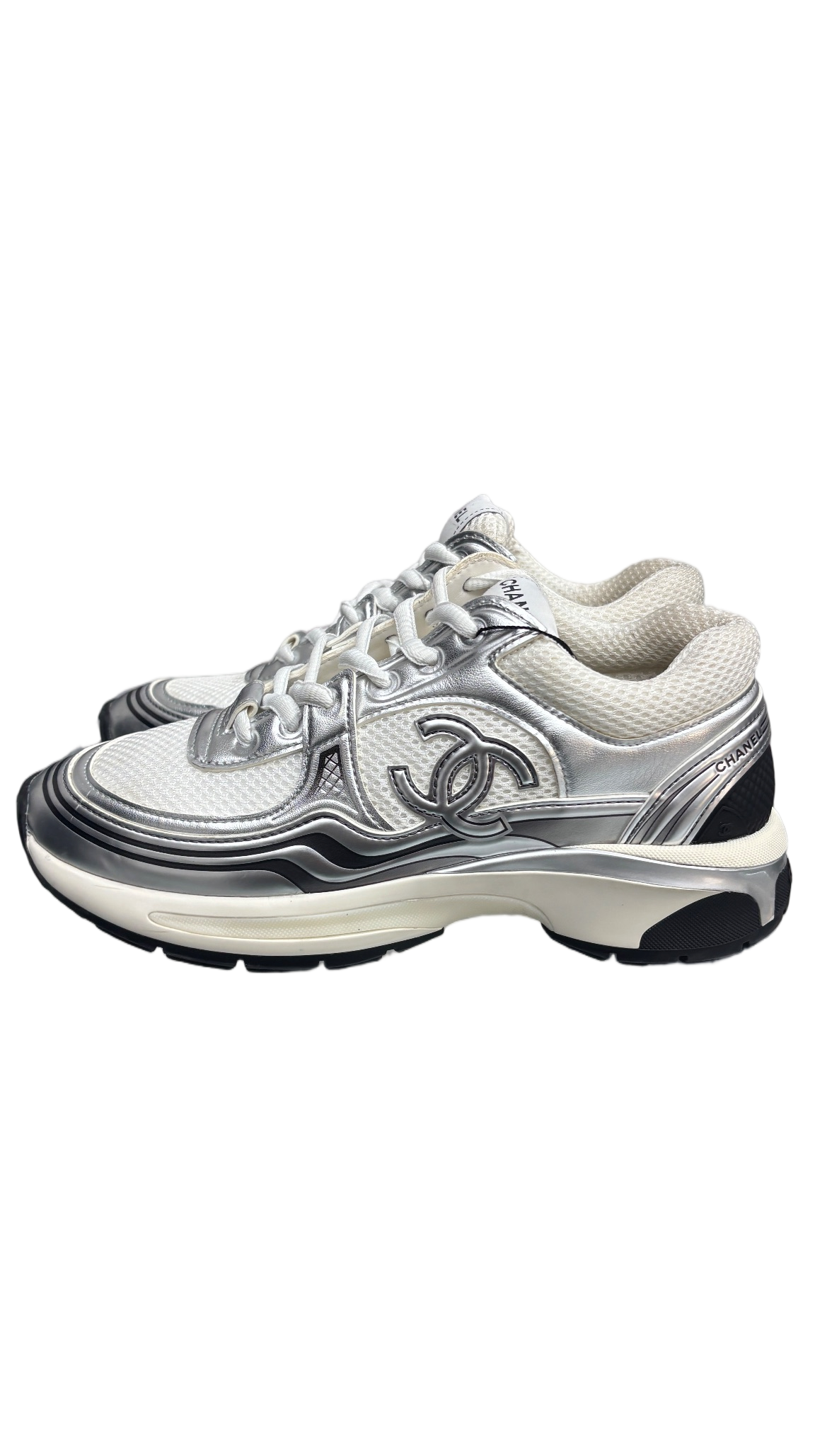 Chanel CC Runner White Silver