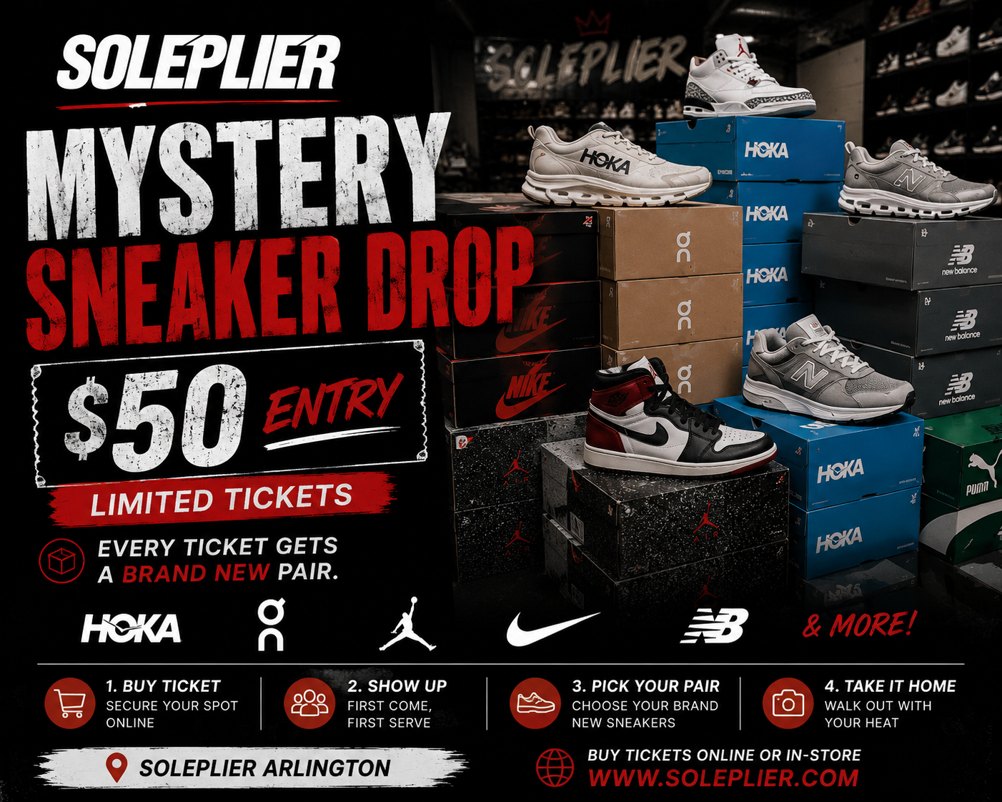 SOLEPLIER Mystery Sneaker Drop Ticket – $50 Entry