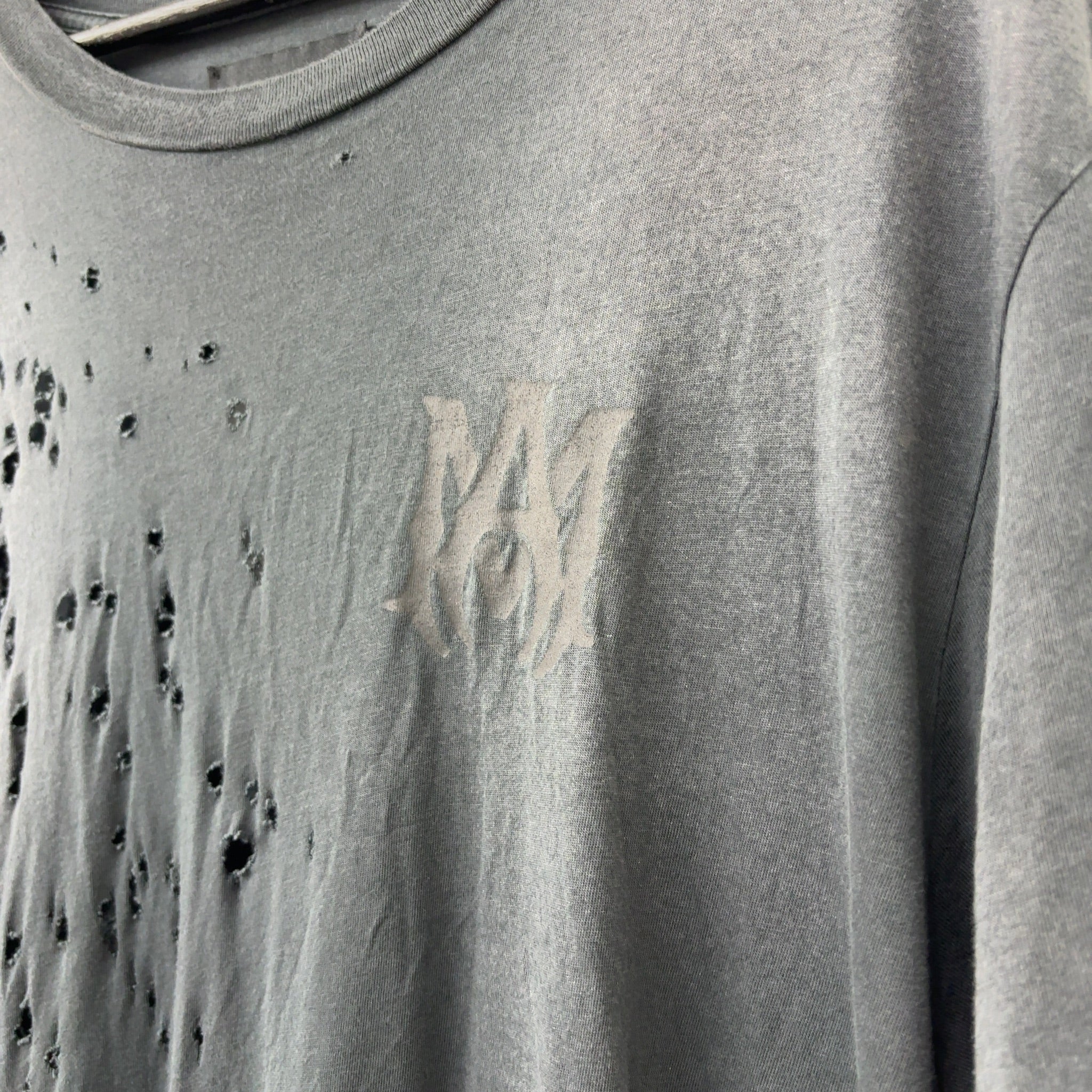 Amiri Shotgun Logo Distressed Tee Black
