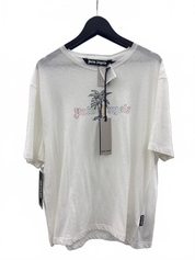Palm Angels Logo Linen Collar T-Shirt White