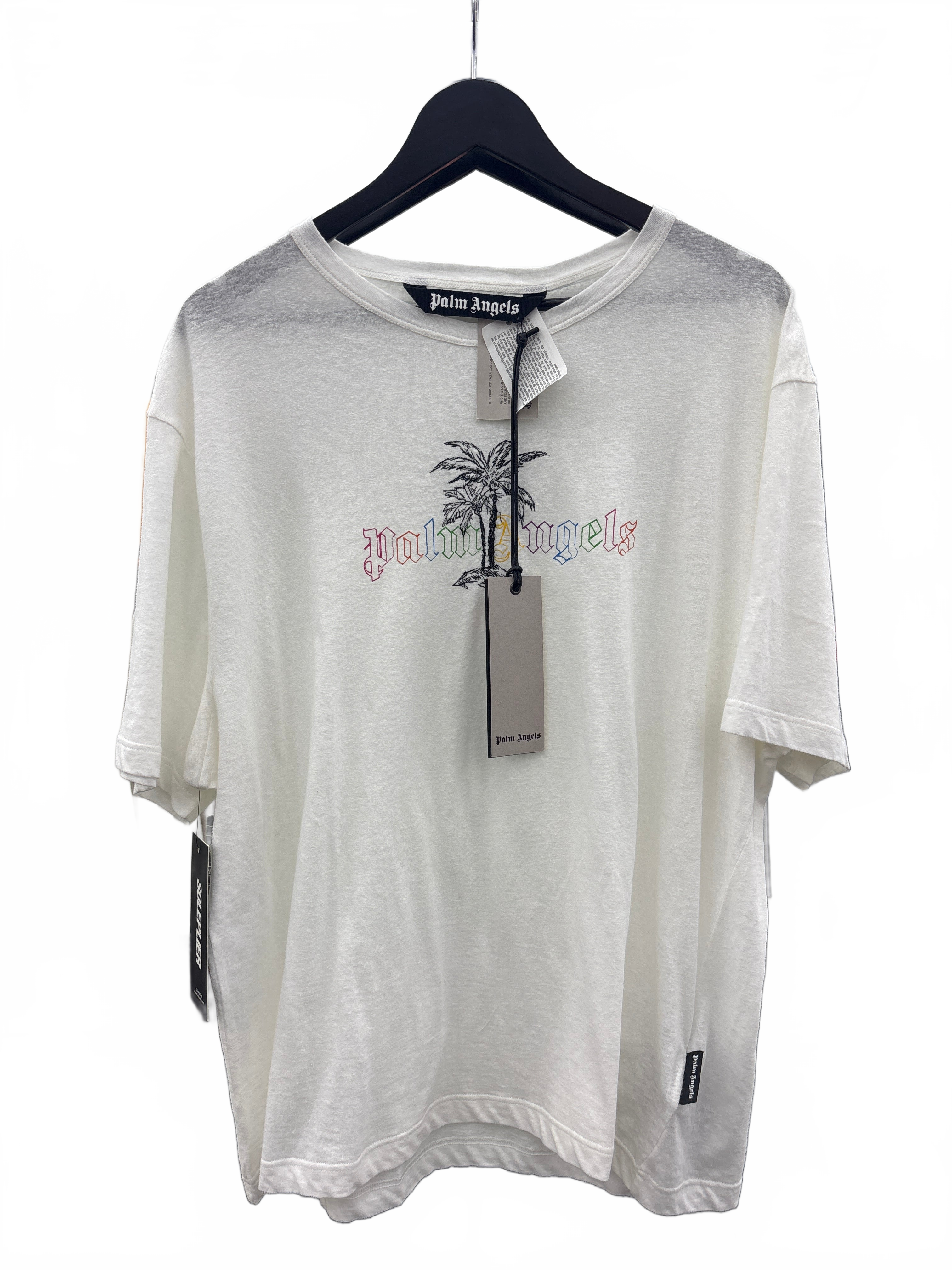 Palm Angels Logo Linen Collar T-Shirt White