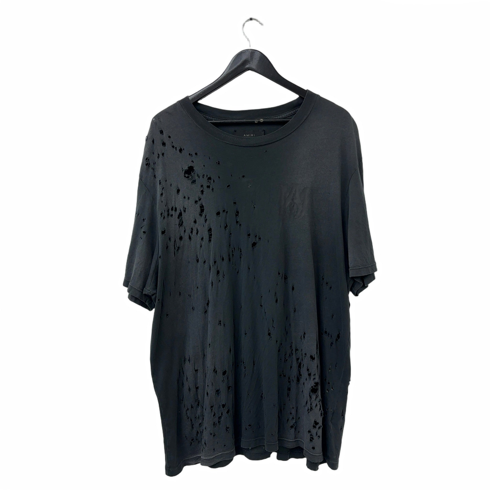Amiri Shotgun Logo Distressed Tee Black