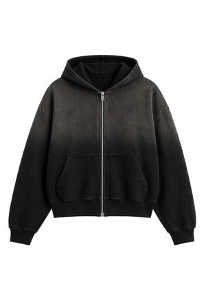 Weathered Zip Up Ash Black