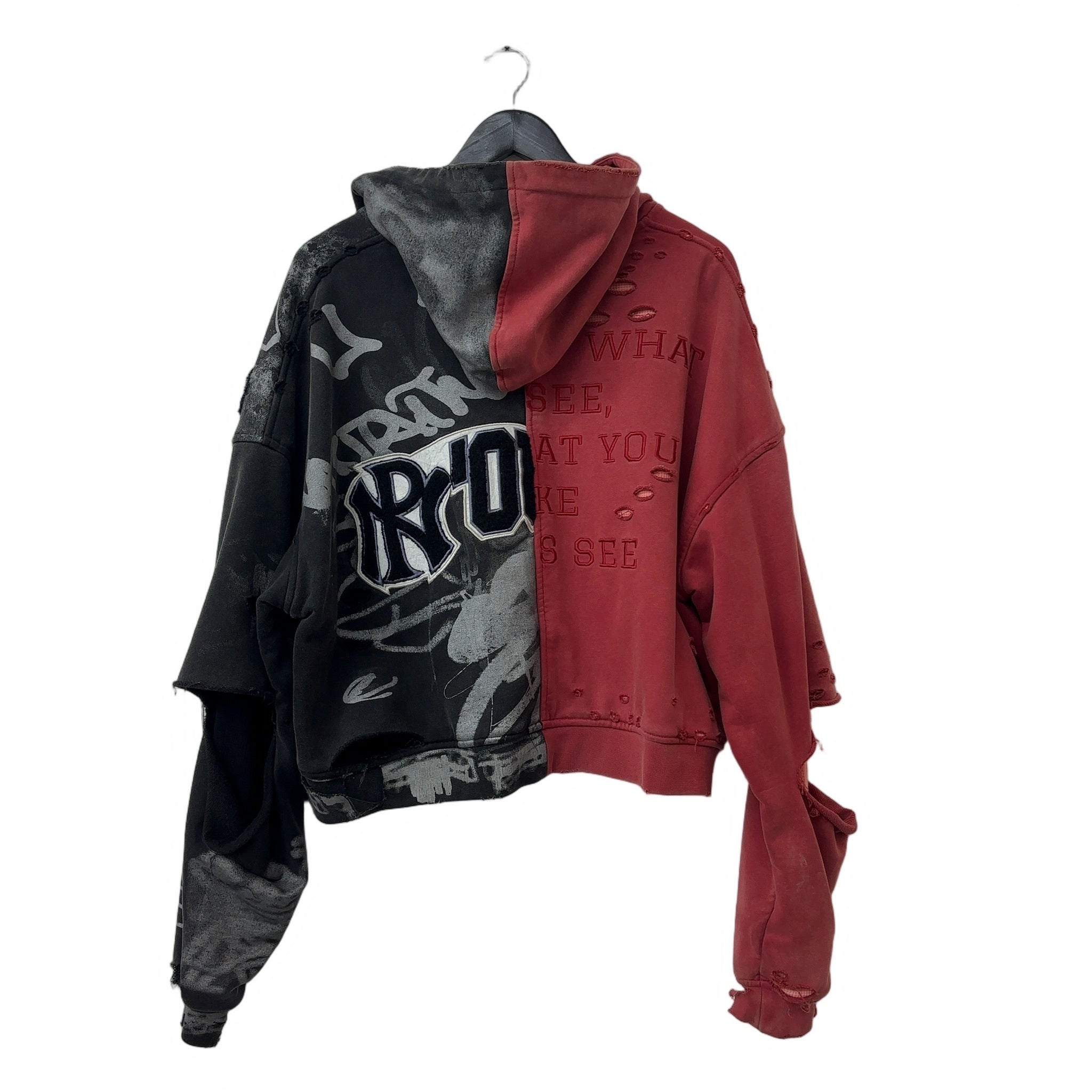 N’OUBLE PAS half&half zip-up hoodie