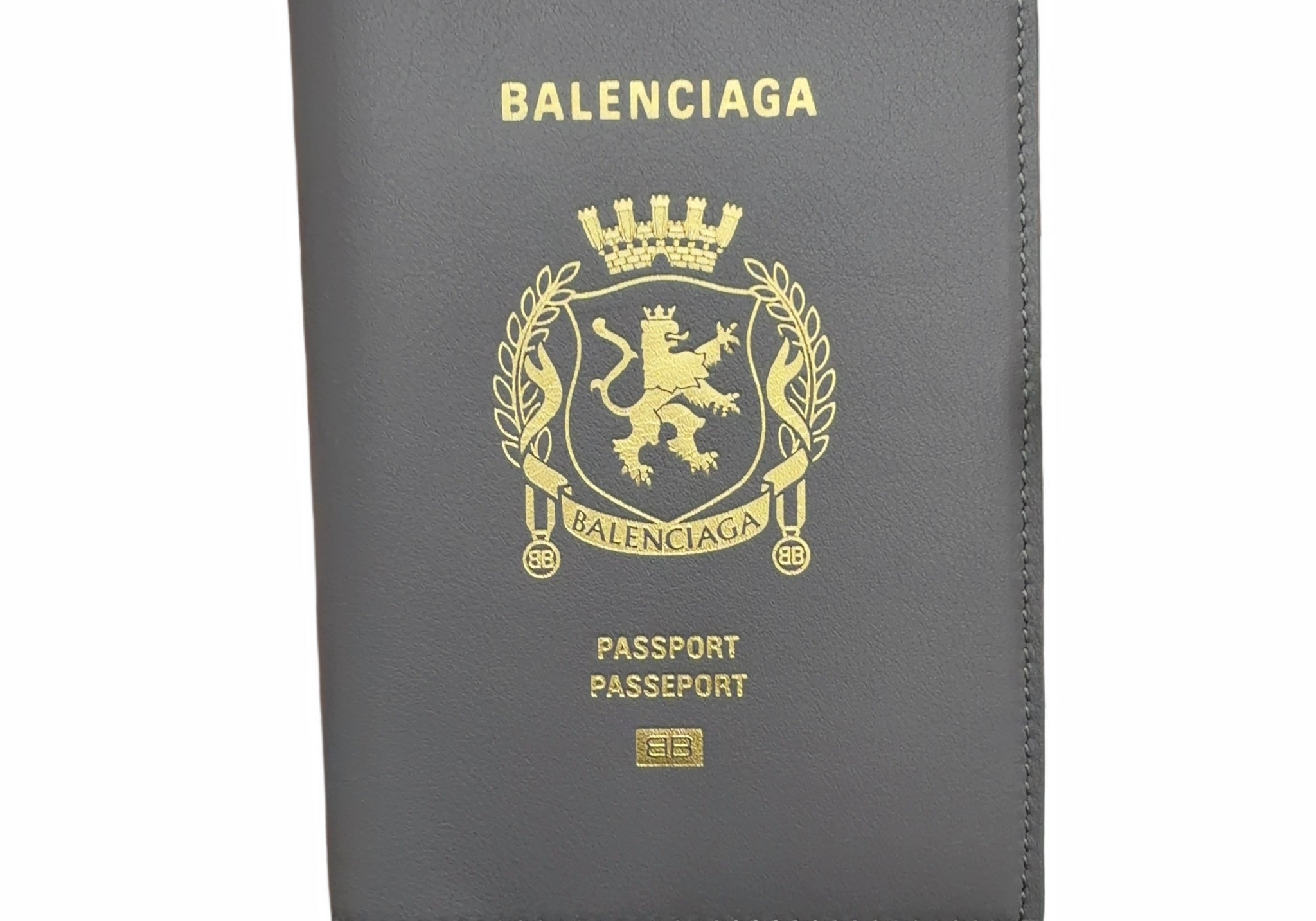 Balenciaga Leather Passport Holder Grey