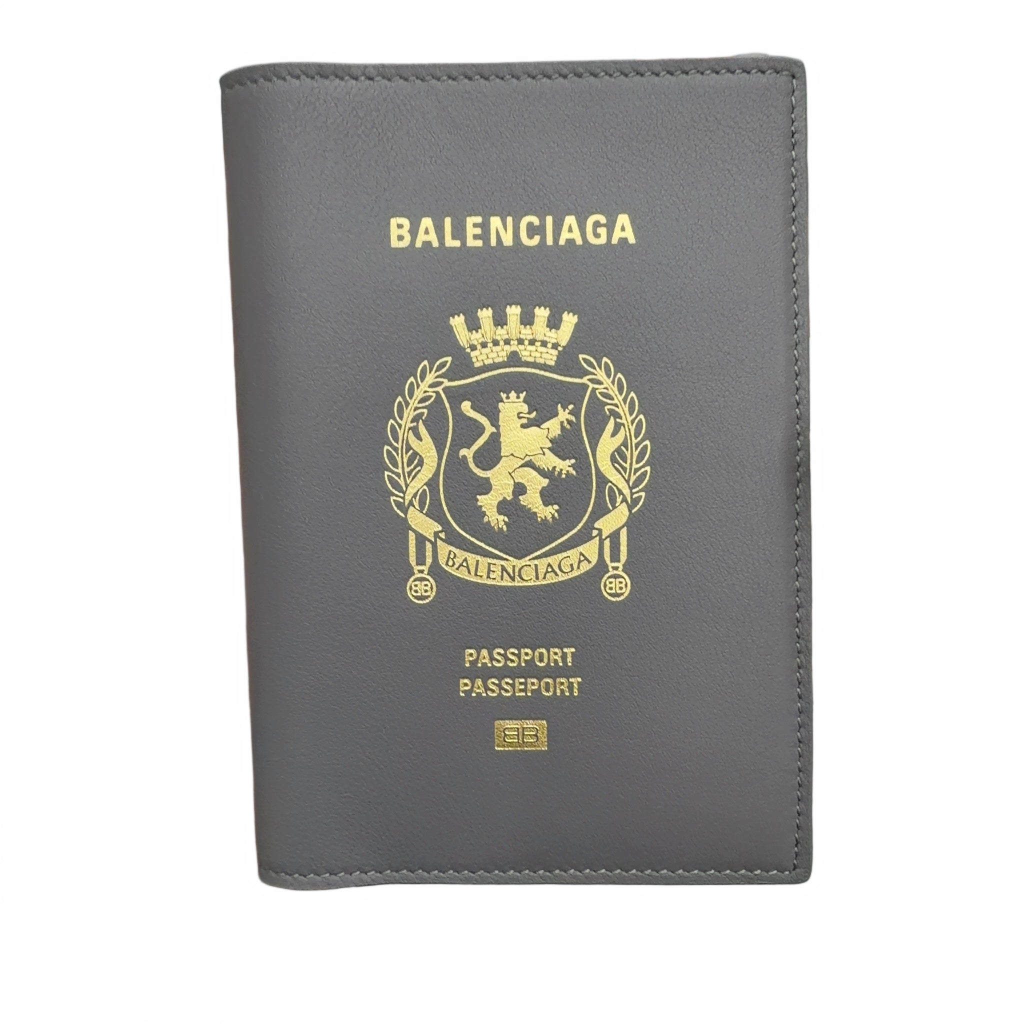 Balenciaga Leather Passport Holder Grey