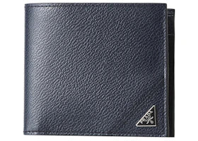Prada (4 Card Slot) Saffiano Leather Navy Prada Bifold Wallet Navy