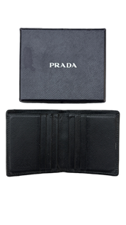 Prada (4 Card Slot) Saffiano Leather Navy Prada Bifold Wallet Navy