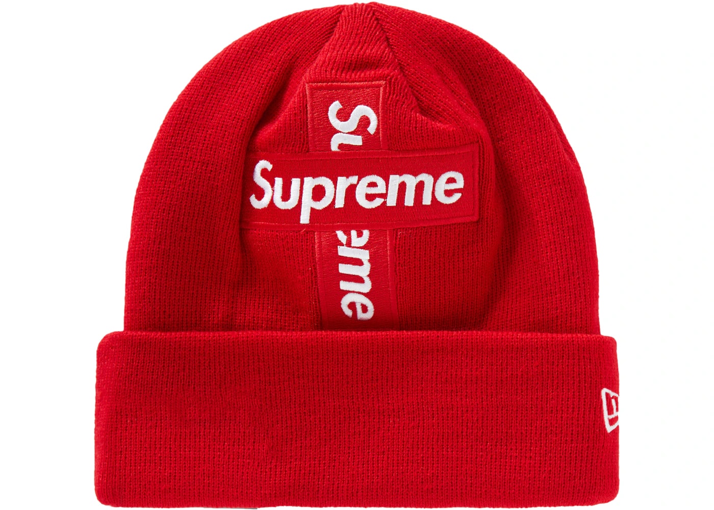 Supreme New Era Cross Box Logo Beanie Red
