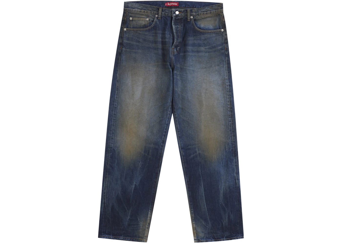 Supreme Distressed Loose Fit Selvedge Jean (SS25) Washed Indigo
