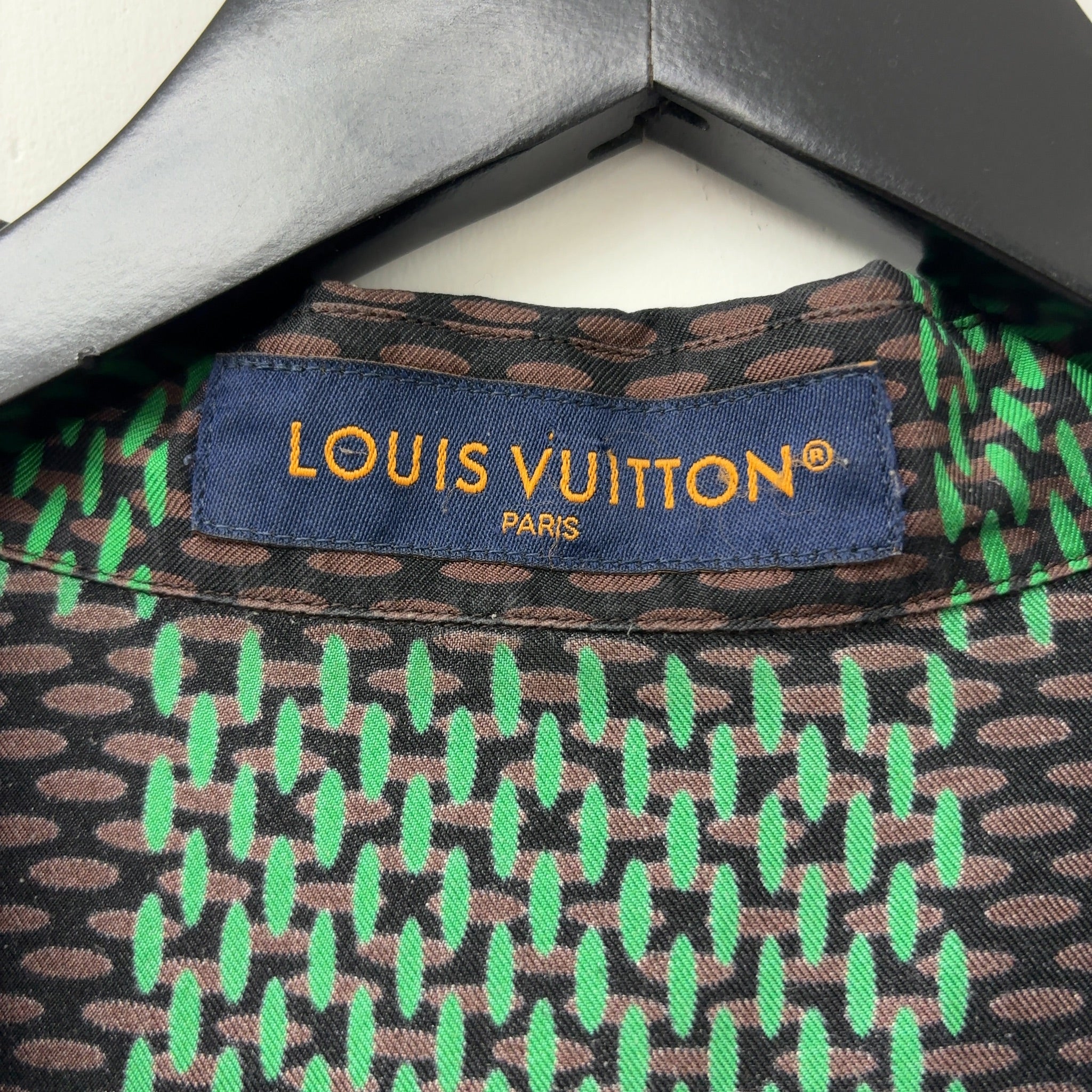 Louis Vuitton Open Collar Short-Sleeved Silk Shirt Jolly Green