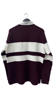 LV Damier Striped Long-Sleeved Polo Shirt