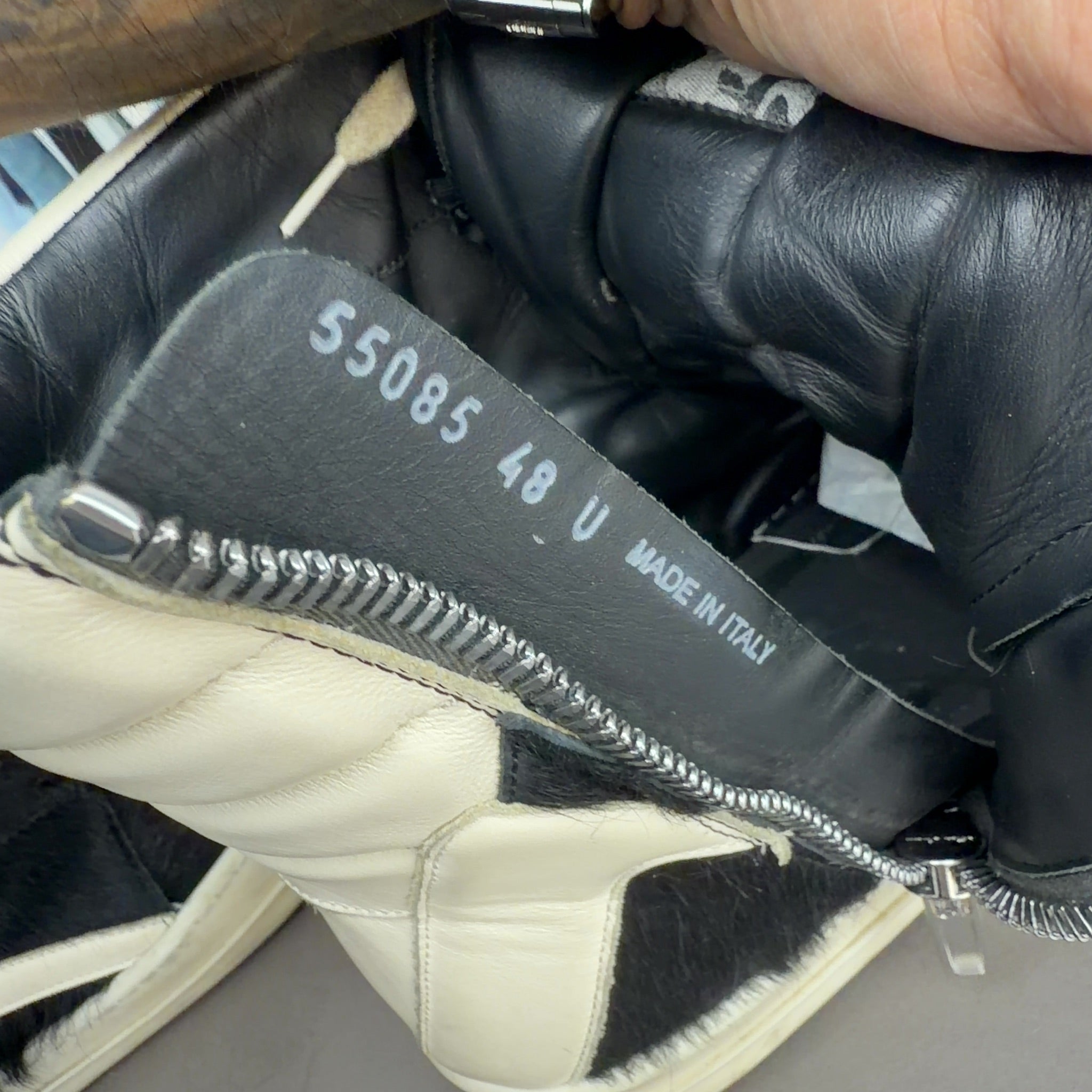 Rick Owens GeoBasket Cow Fur Black Milk