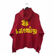 Balenciaga Tape Type Ripped Pocket Zip-Up Large Fit Hoodie Red
