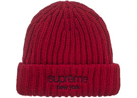 Supreme Classic Logo Chunky Ribbed Beanie (FW26) Red