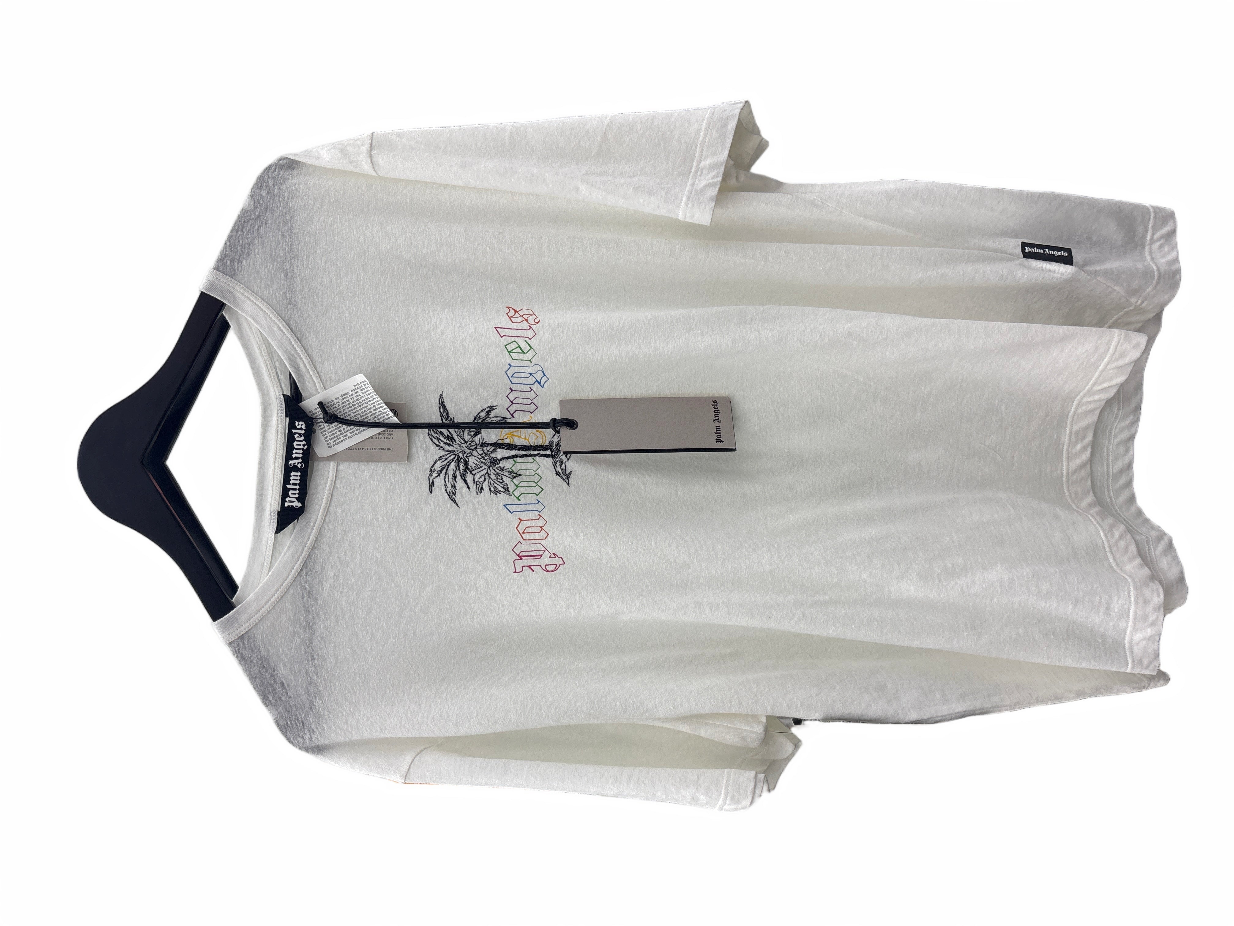 Palm Angels Logo Linen Collar T-Shirt White