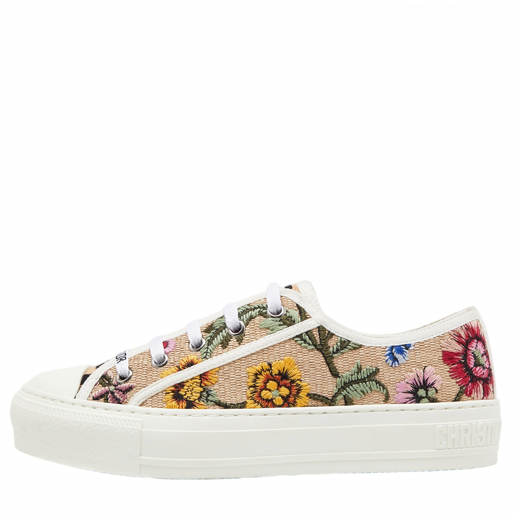 Dior Beige Floral Embroidered Canvas Walk'n'Dior Sneakers
