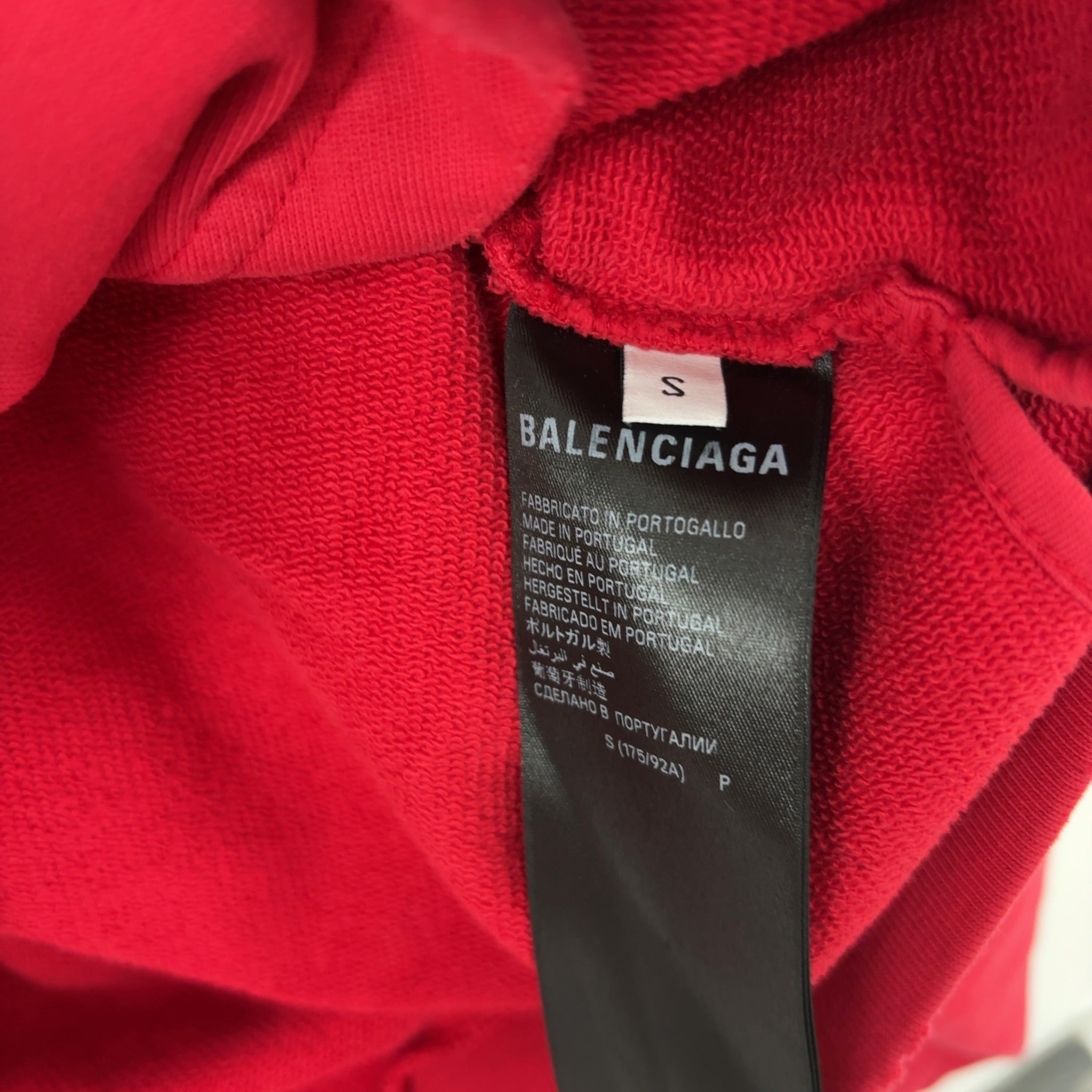 Balenciaga Tape Type Ripped Pocket Zip-Up Large Fit Hoodie Red
