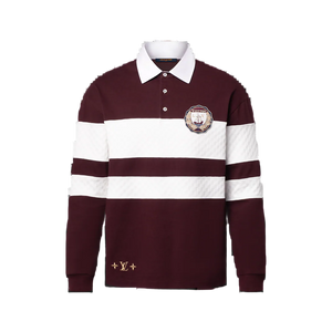 LV Damier Striped Long-Sleeved Polo Shirt