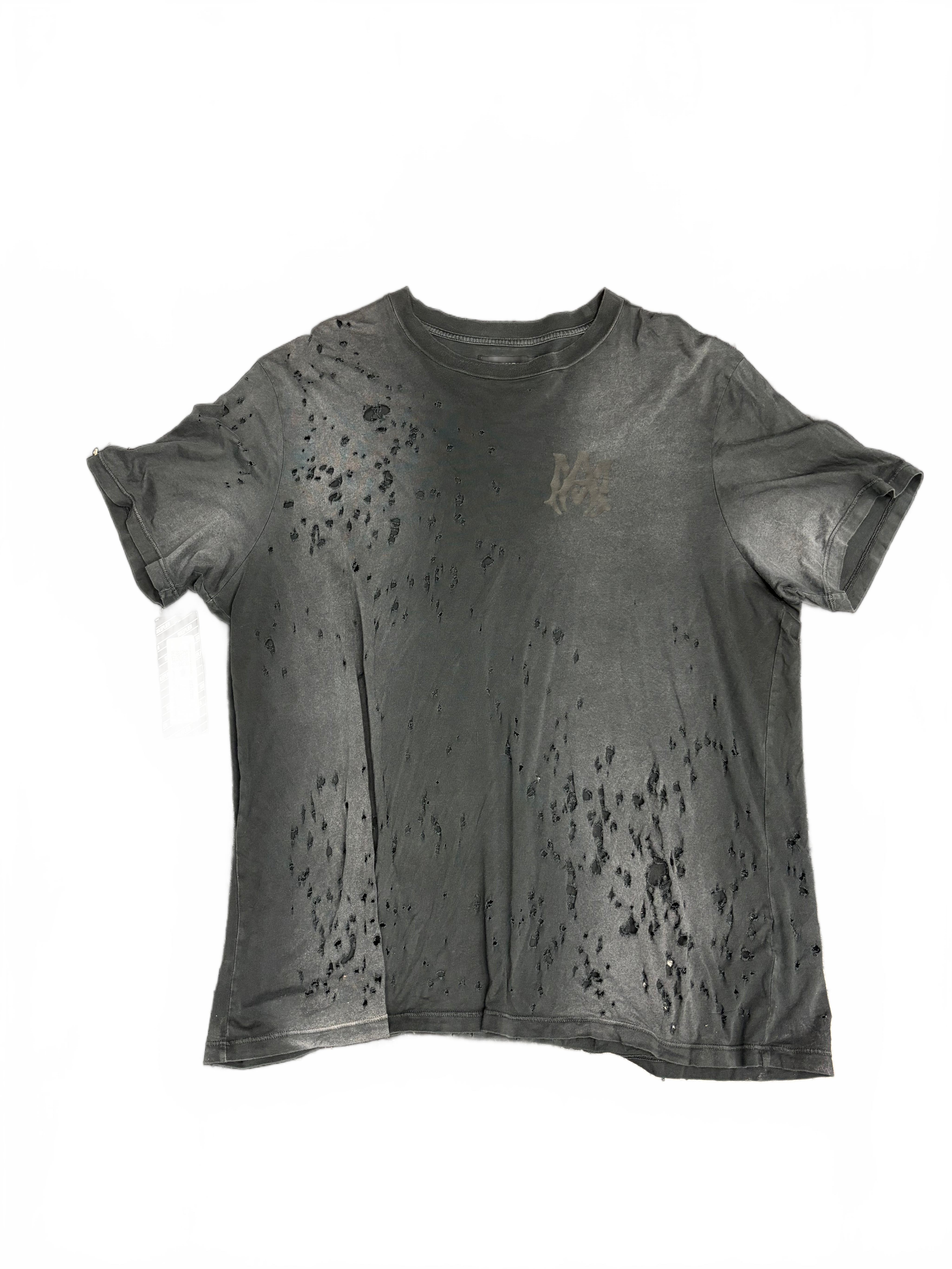 Amiri Shotgun Logo Distressed Tee Black