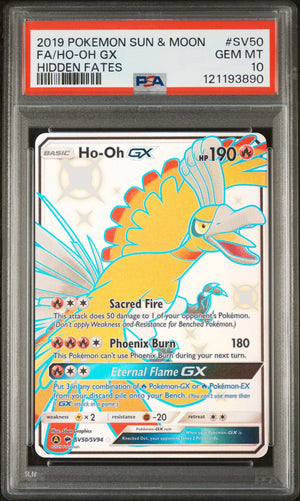 2019 Pokemon Sun & Moon Hidden Fates Full Art Ho-Oh GX #SV50