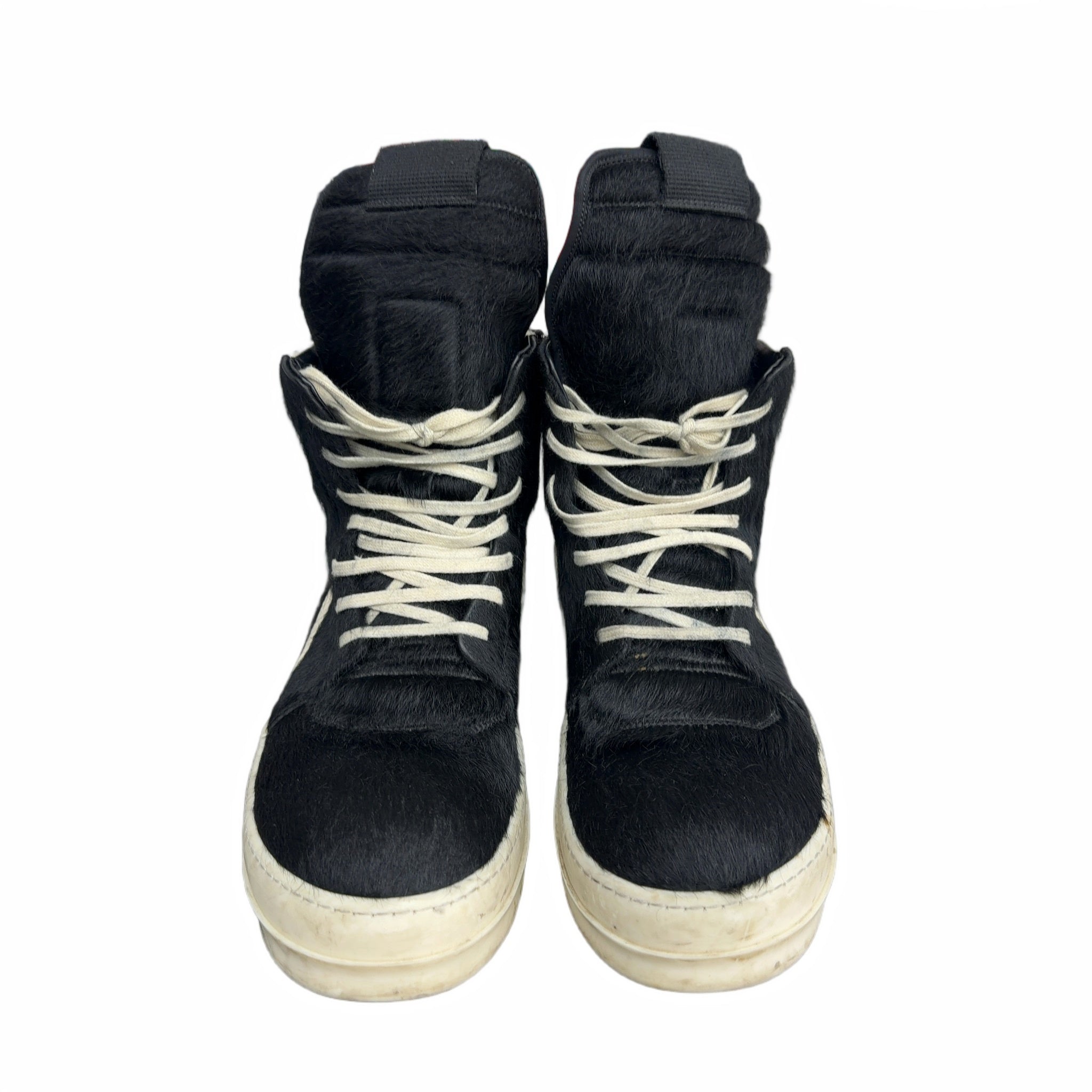 Rick Owens GeoBasket Cow Fur Black Milk