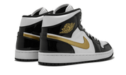 Jordan 1 Mid Patent Black White Gold