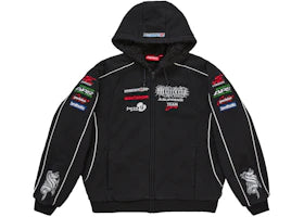 Supreme Racing Lined Zip Up Hooded Sweatshirt Black