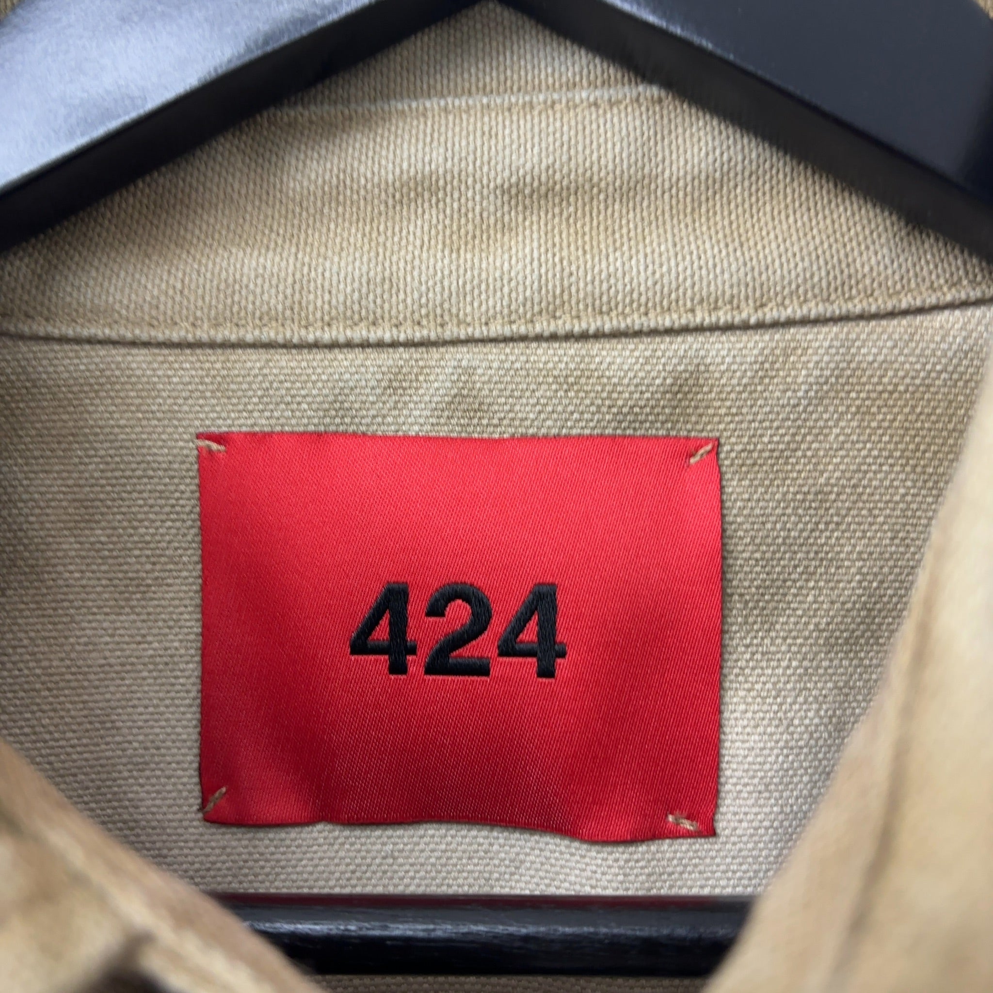 424 Colorblock Denim Button Down Shirt 'Multicolor'