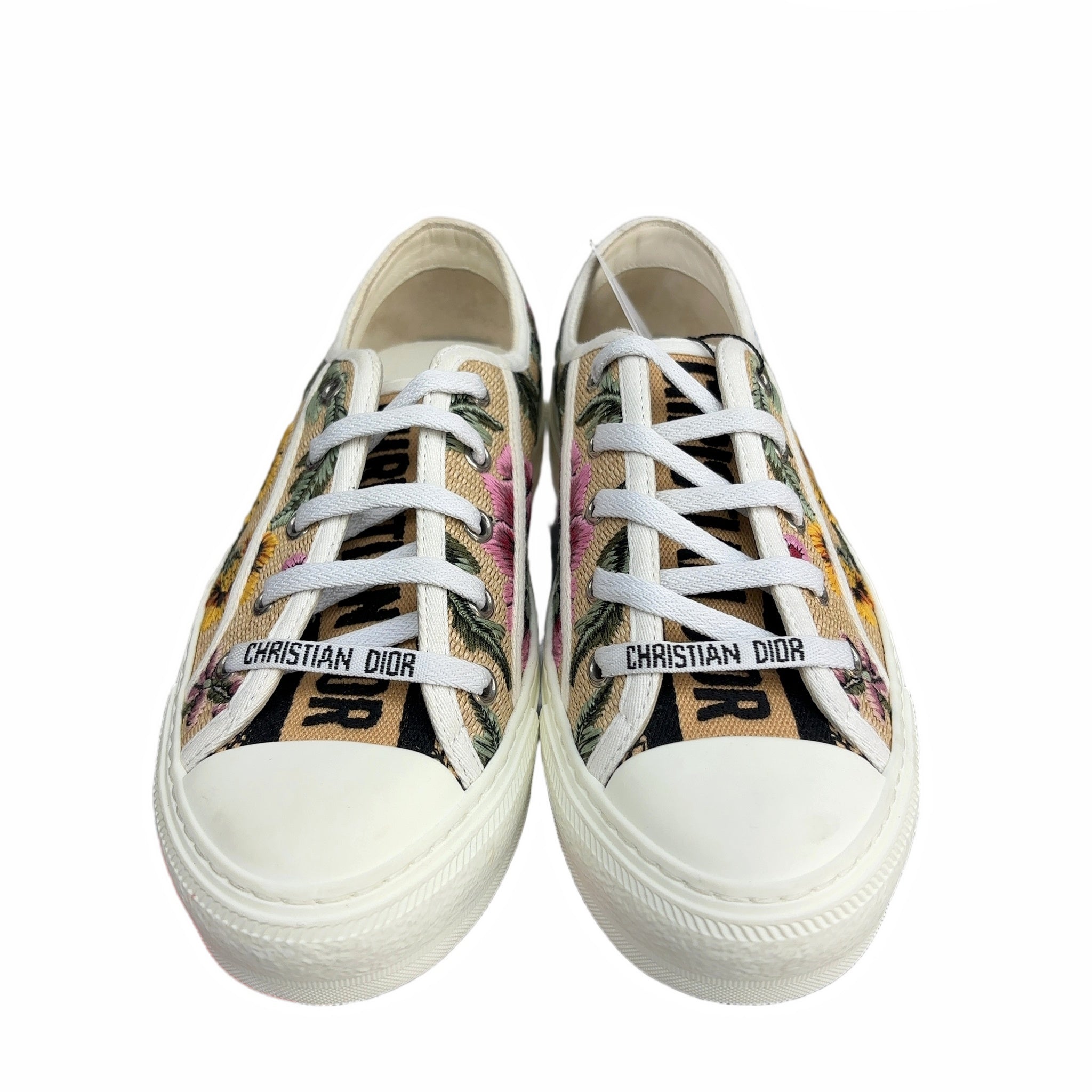 Dior Beige Floral Embroidered Canvas Walk'n'Dior Sneakers