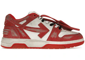 OFF-WHITE Out Of Office OOO Low Tops Red White Vintage Distressed Leather