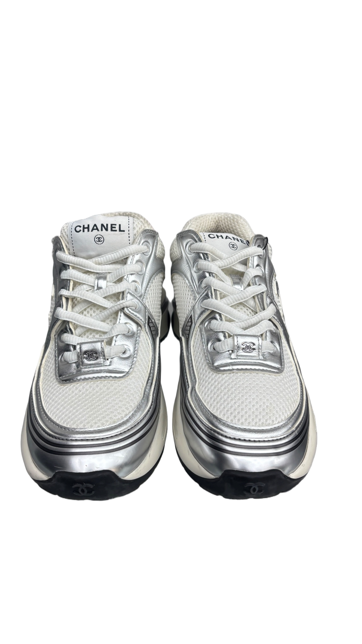 Chanel CC Runner White Silver