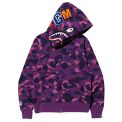 BAPE Color Camo Shark Full Zip Hoodie Purple