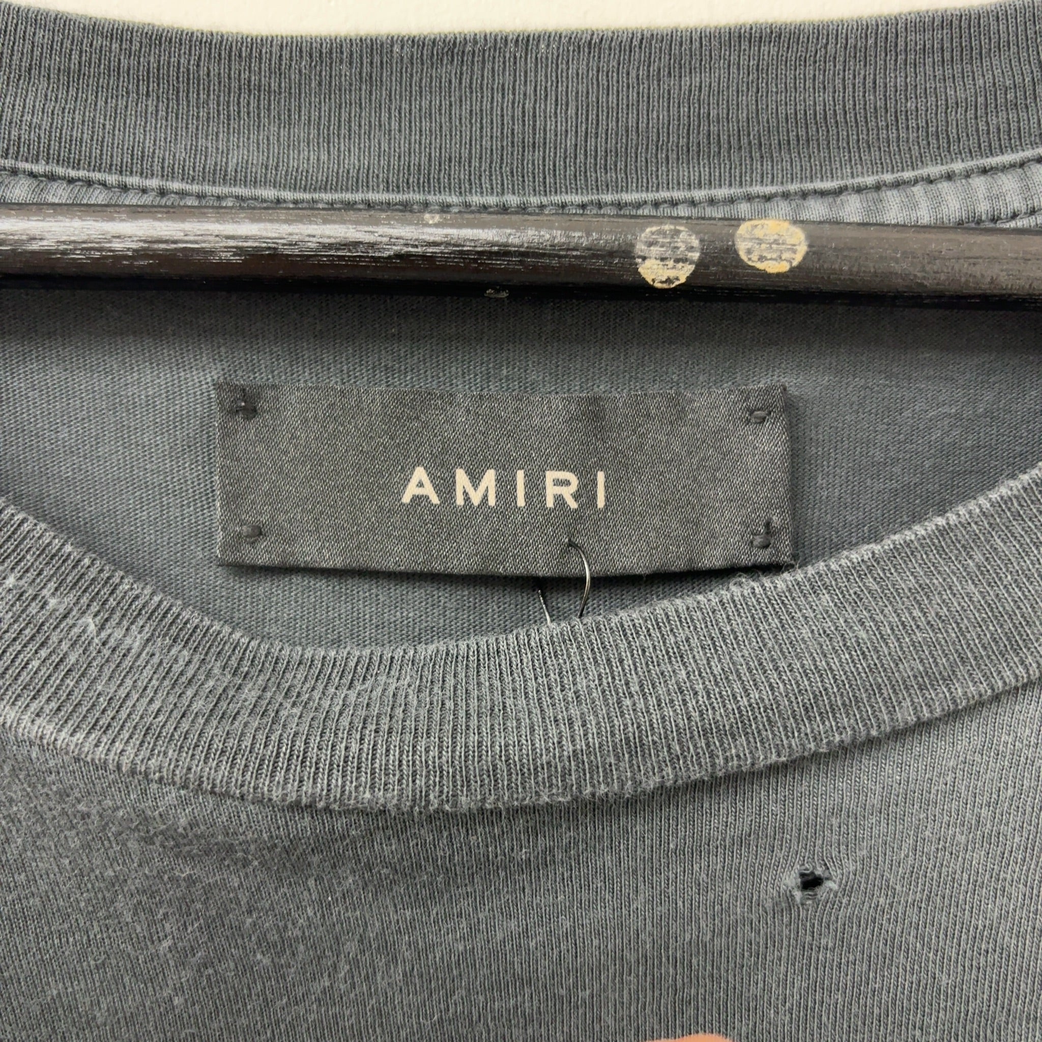 Amiri Shotgun Logo Distressed Tee Black