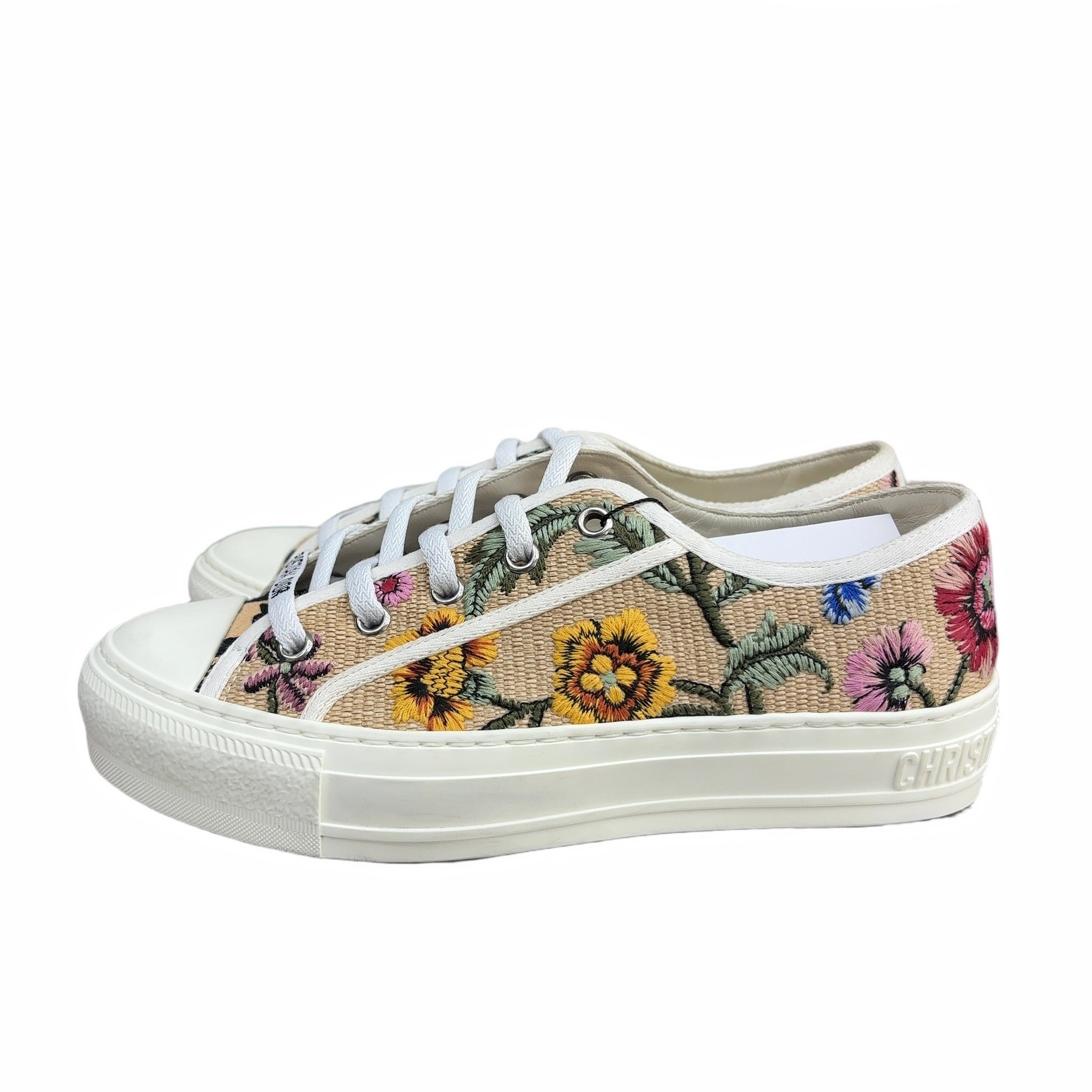 Dior Beige Floral Embroidered Canvas Walk'n'Dior Sneakers