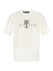 Palm Angels Logo Linen Collar T-Shirt White