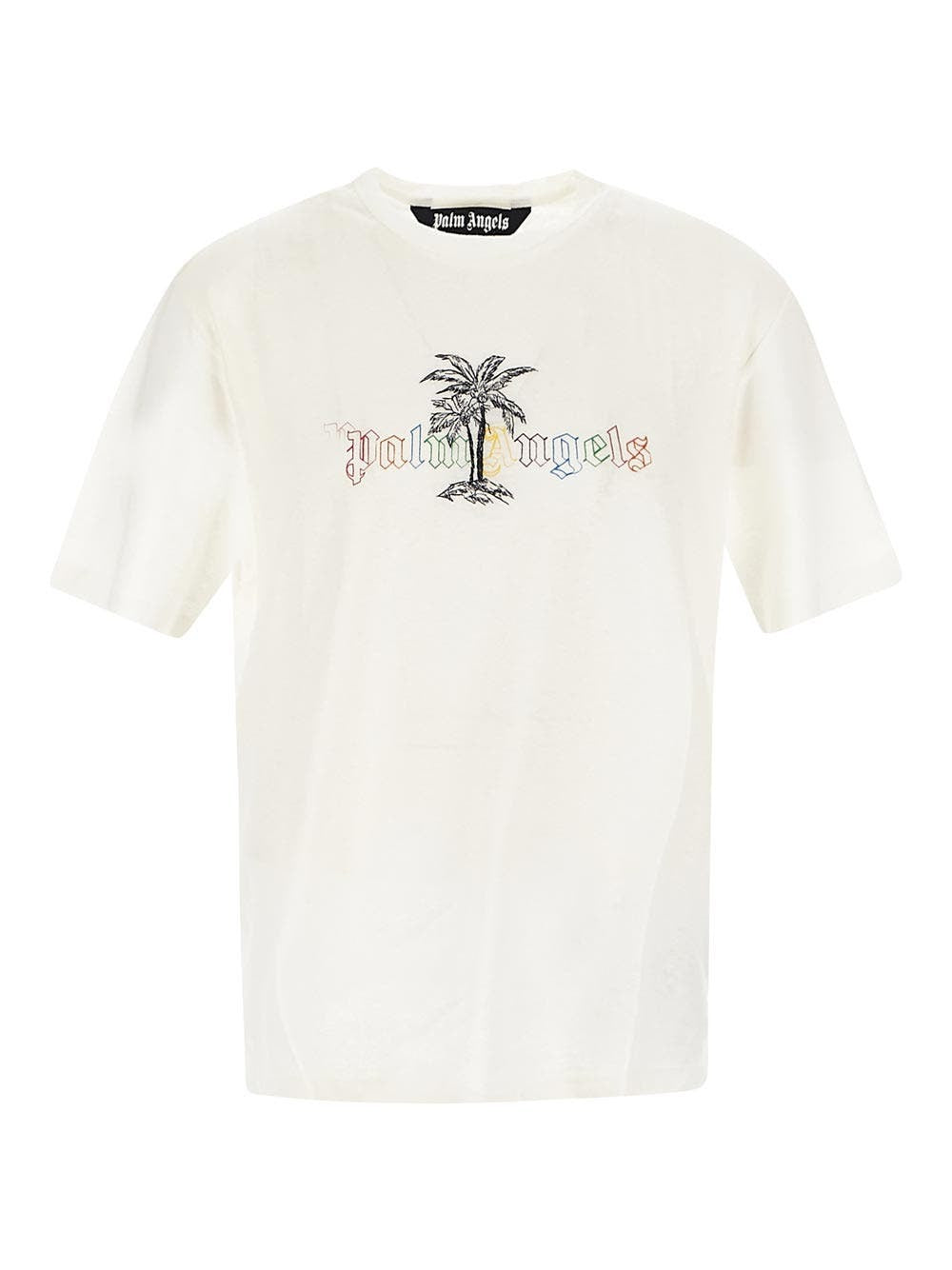 Palm Angels Logo Linen Collar T-Shirt White