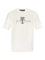 Palm Angels Logo Linen Collar T-Shirt White