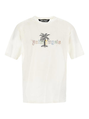 Palm Angels Logo Linen Collar T-Shirt White